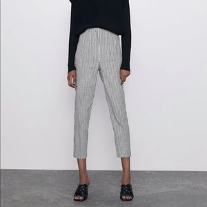 ZARA high-waisted plaid pants